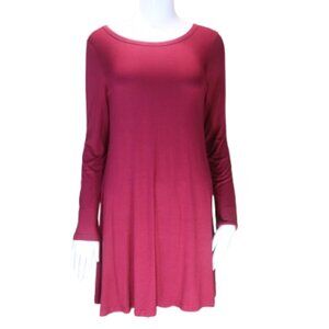 Popyoung Burgandy Long Sleeve Swing Dress Size Small NWT